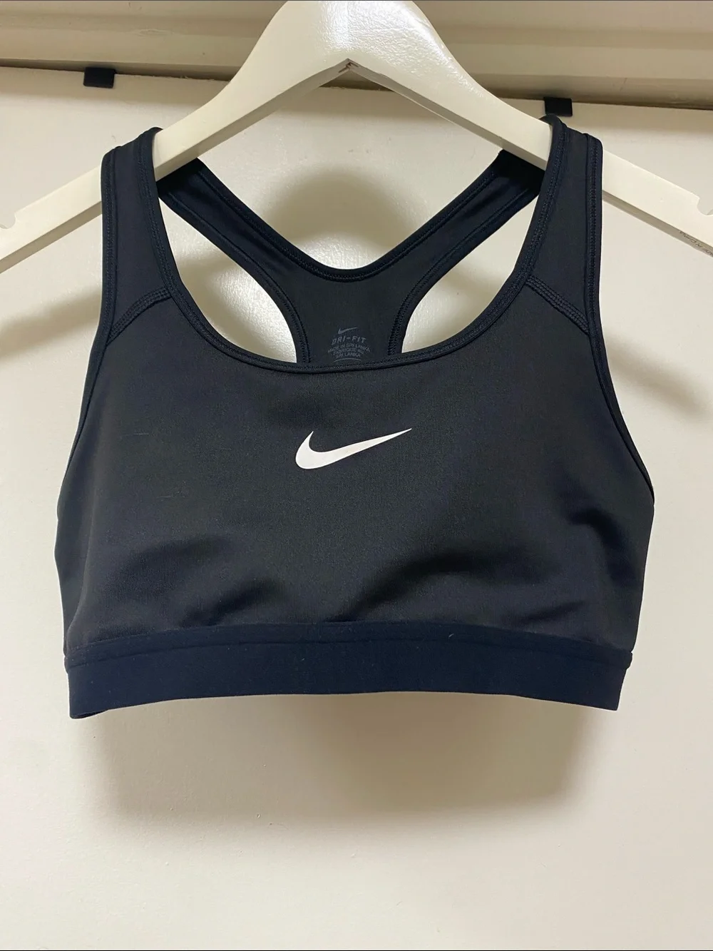Nike Black Sports Bra with White Swoosh - Racerback Support